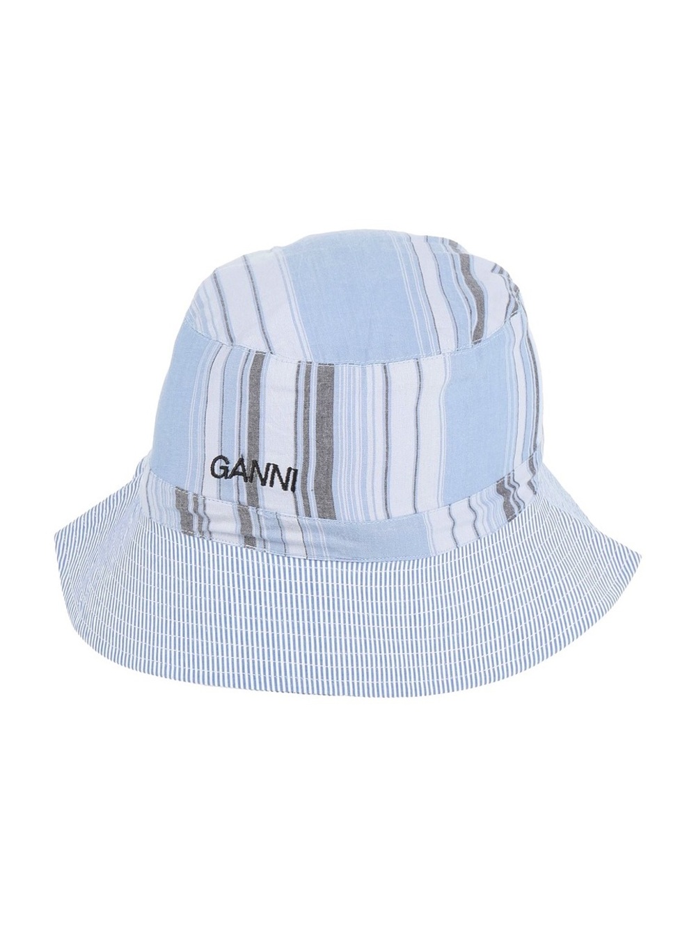 NWT Ganni Light Blue Striped Bucket Hat